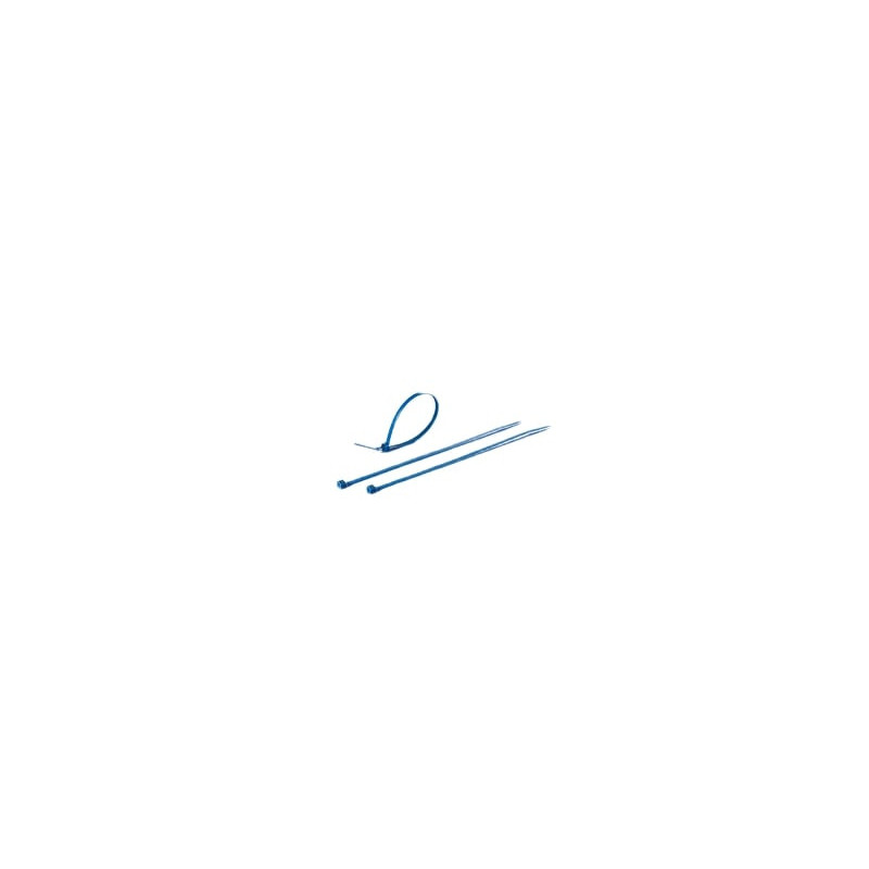 Colliers et liens de serrage.  Détectable - métaux - 203 x 2,5 mm  - Bleu - Sachet de 100 Colliers