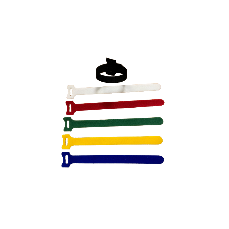 Colliers et liens de serrage. Auto-agrippant  - 125 x 12 mm - Noir - Sachet de 20 Colliers