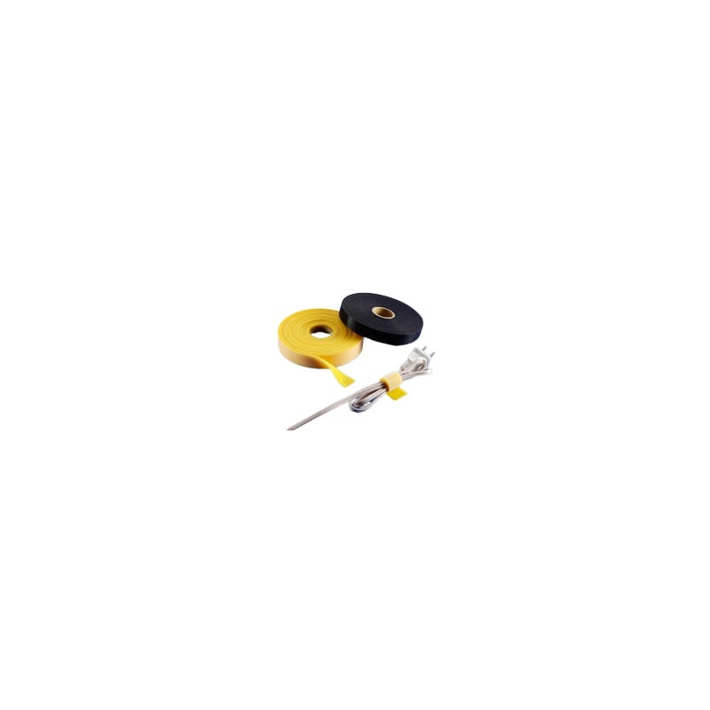 Colliers et liens de serrage. Auto-agrippant  - 10000 x 20 mm - Jaune - Rouleau de 10 Colliers